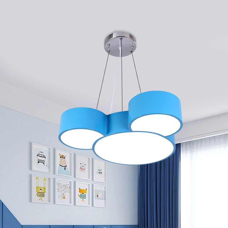 Simplicity Mouse Ceiling Mounted Light Acrylic Nursery LED Flush Mount Lamp in Blue/Green/Red