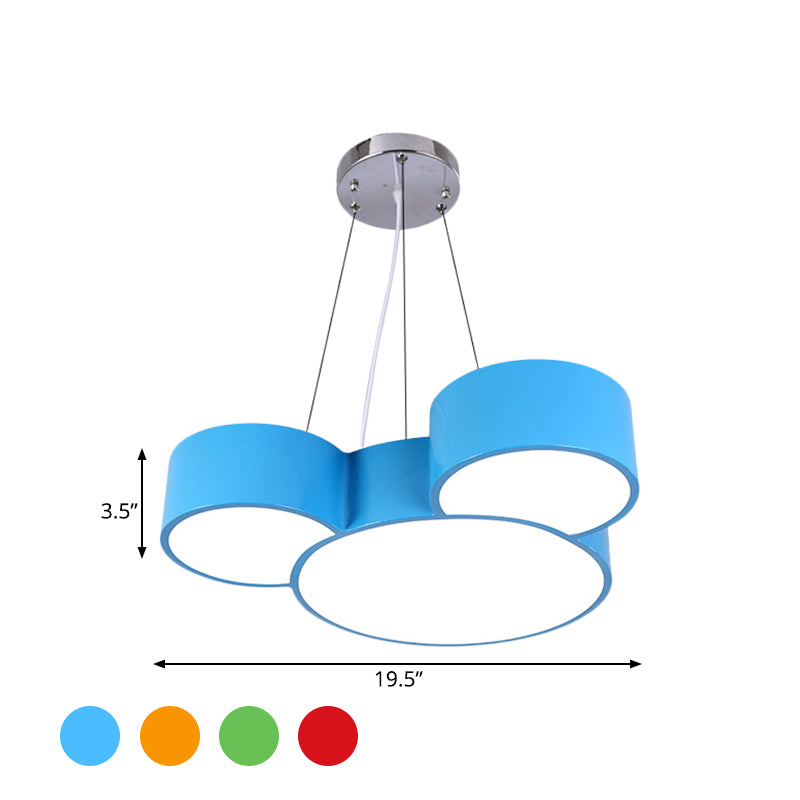Simplicity Mouse Ceiling Mounted Light Acrylic Nursery LED Flush Mount Lamp in Blue/Green/Red