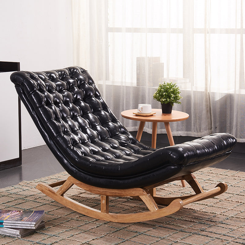 Solid Wood Base Chaise Leisure Lazy Sofa Chair Modern Lounge Rocking Chair