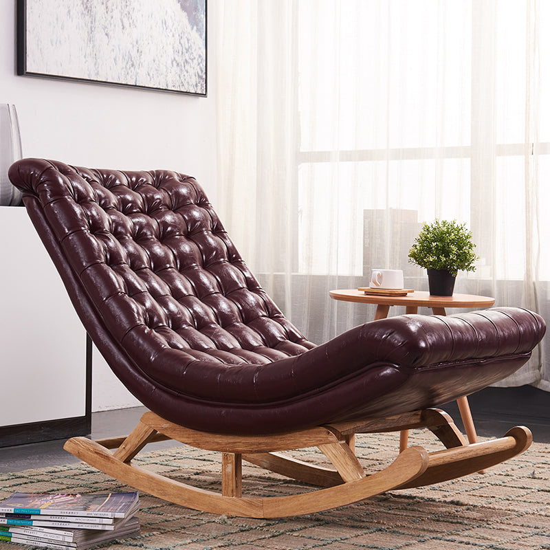 Solid Wood Base Chaise Leisure Lazy Sofa Chair Modern Lounge Rocking Chair