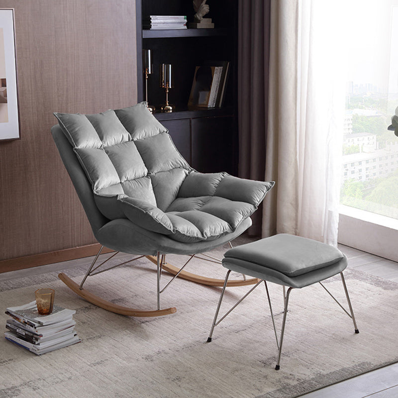 Modern Indoor Sofa Rocking Chair Mother Feeding Rocking Chair with Cushion and Ottoman