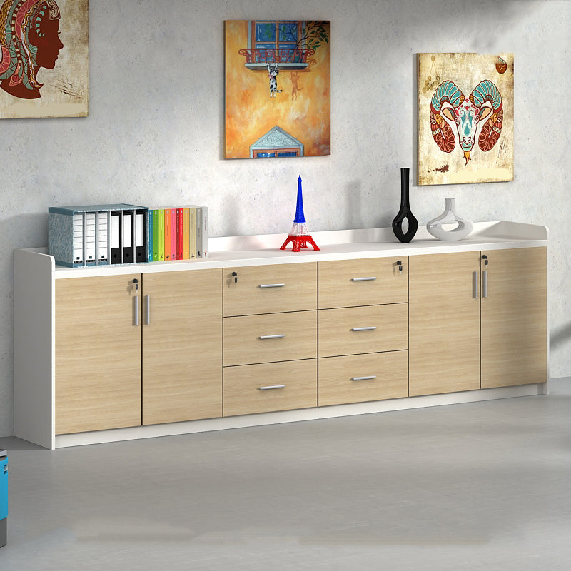 Contemporary File Cabinet Wooden Frame Key Locking Lateral File Cabinet