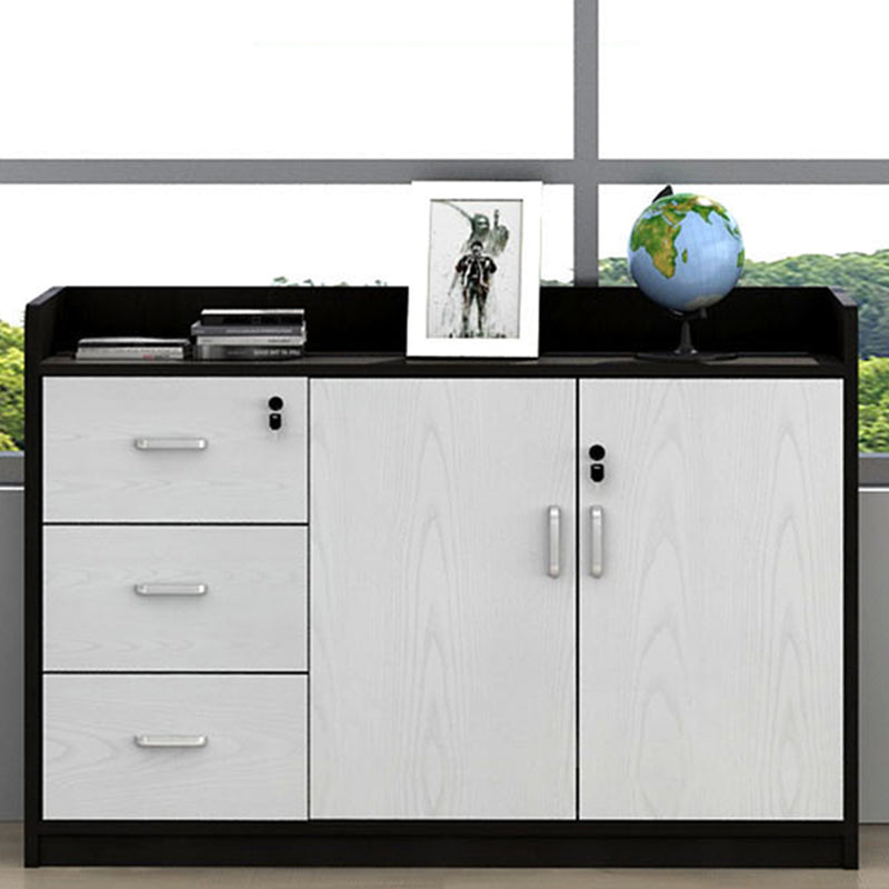 Contemporary File Cabinet Wooden Frame Key Locking Lateral File Cabinet