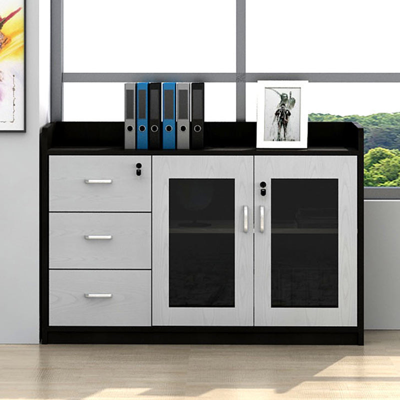 Contemporary File Cabinet Wooden Frame Key Locking Lateral File Cabinet