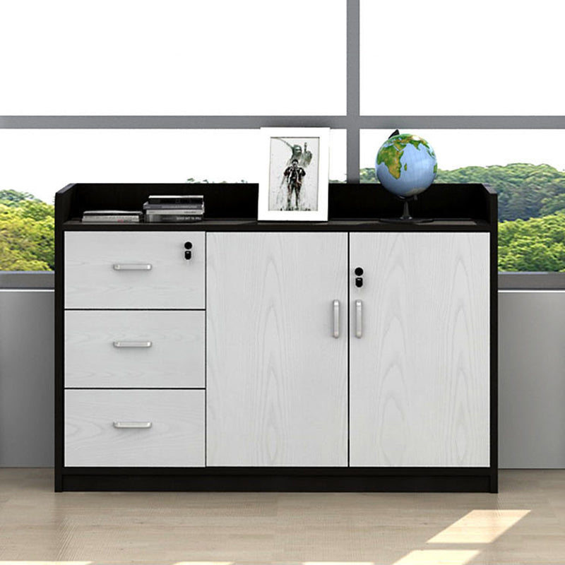 Contemporary File Cabinet Wooden Frame Key Locking Lateral File Cabinet