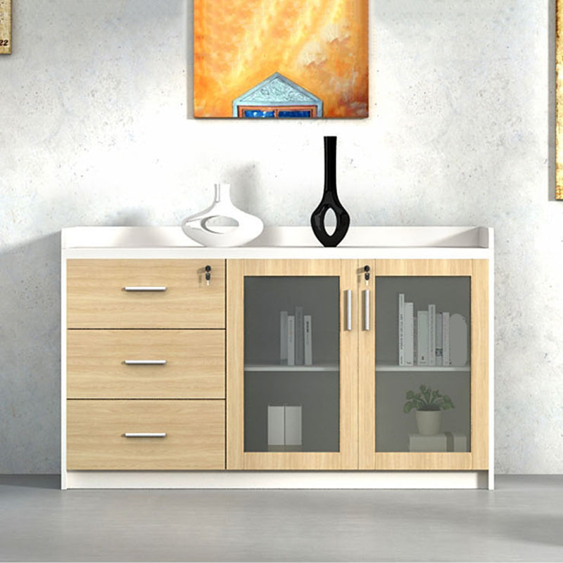 Contemporary File Cabinet Wooden Frame Key Locking Lateral File Cabinet