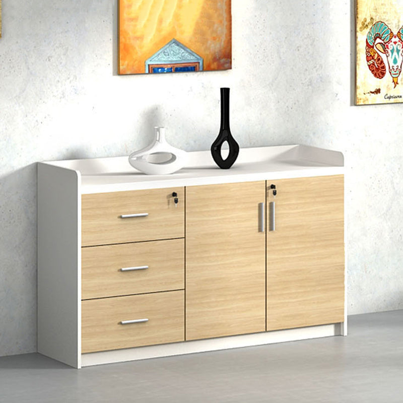 Contemporary File Cabinet Wooden Frame Key Locking Lateral File Cabinet