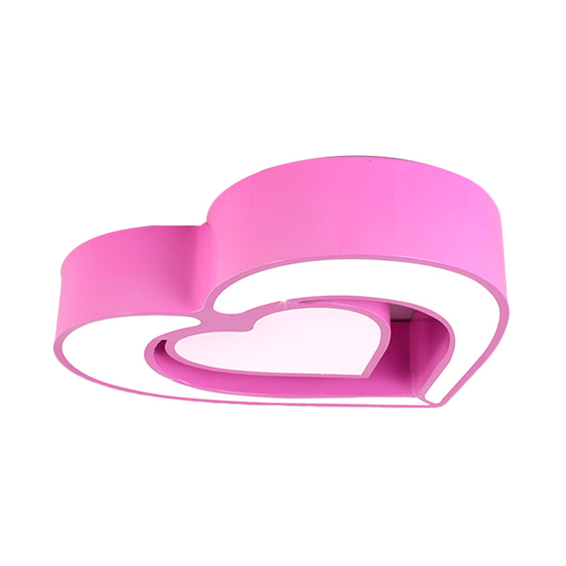 Loving Heart Ceiling Flush Mount Contemporary Acrylic Blue/Red/Pink LED Flush Light for Bedroom