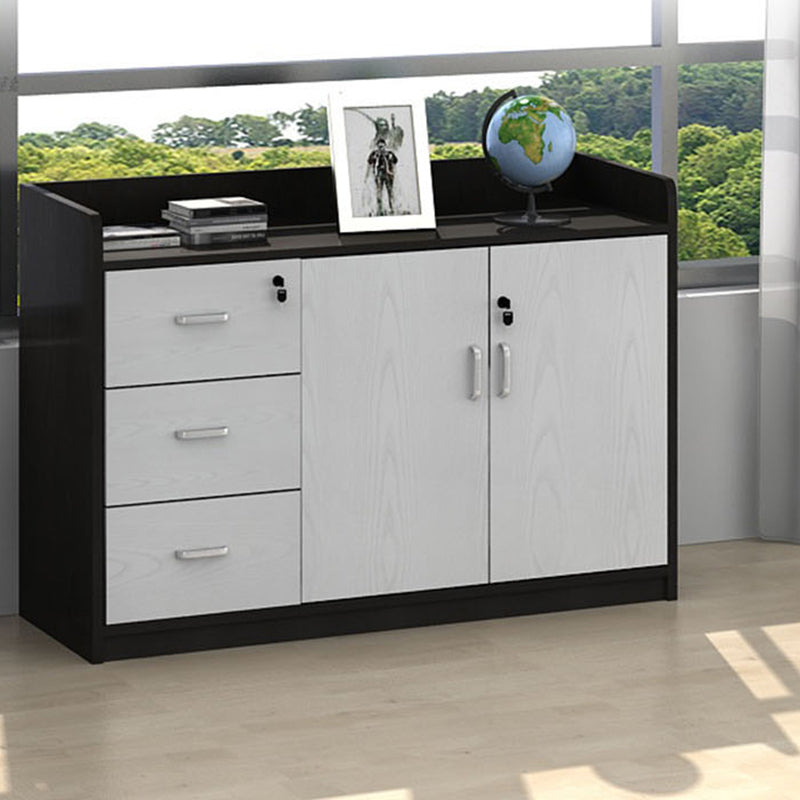 Contemporary File Cabinet Wooden Frame Key Locking Lateral File Cabinet