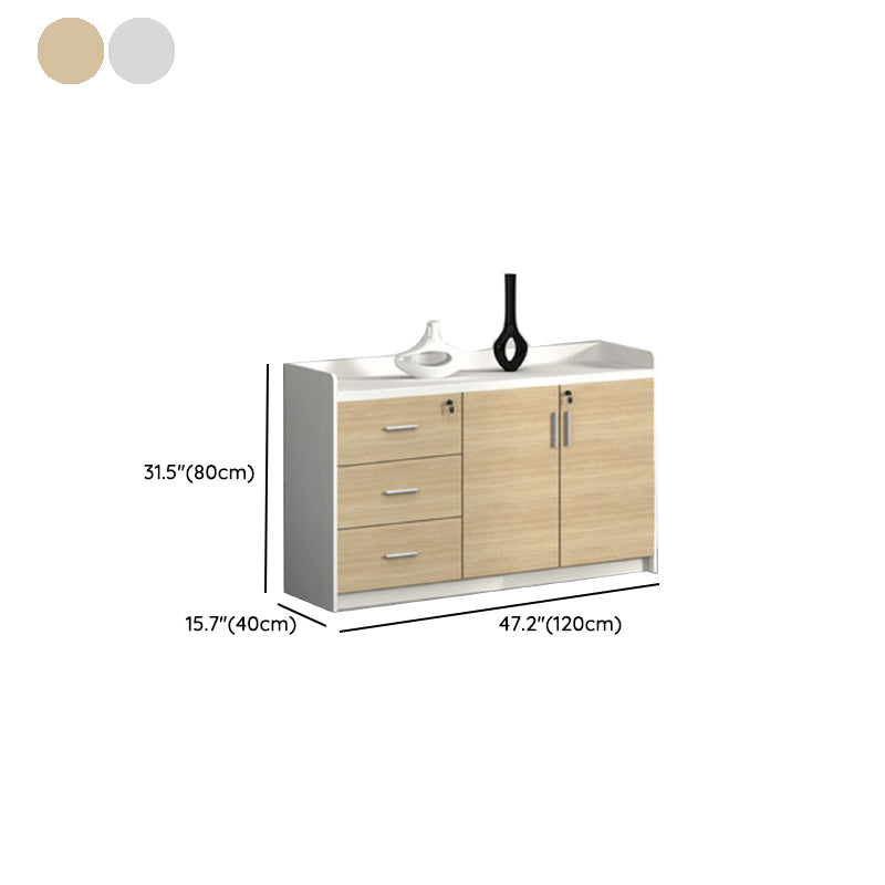 Contemporary File Cabinet Wooden Frame Key Locking Lateral File Cabinet