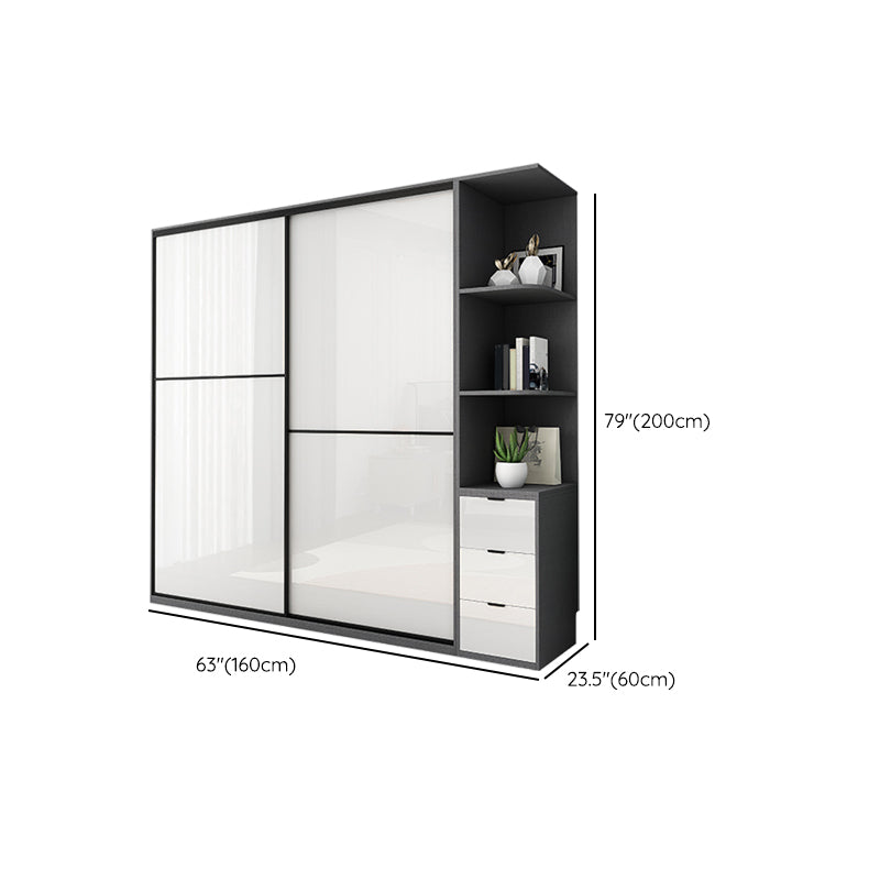 Modern Bedroom Wardrobe Wooden Storage Cabinet with Sliding Doors