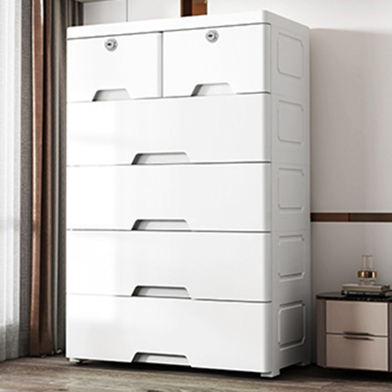 Rectangular Plastic Wardrobe Teen Style Simple White Bedroom Storage Cabinet