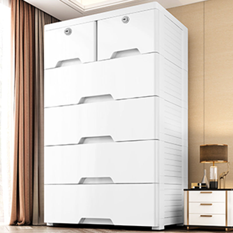 Rectangular Plastic Wardrobe Teen Style Simple White Bedroom Storage Cabinet