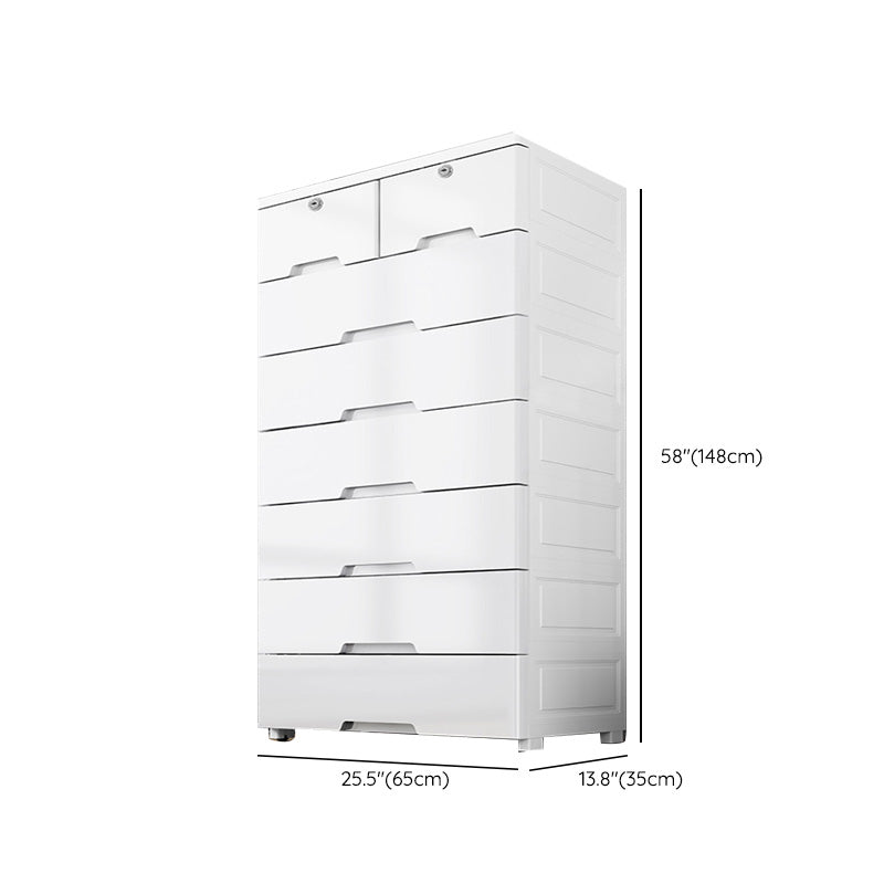 Rectangular Plastic Wardrobe Teen Style Simple White Bedroom Storage Cabinet