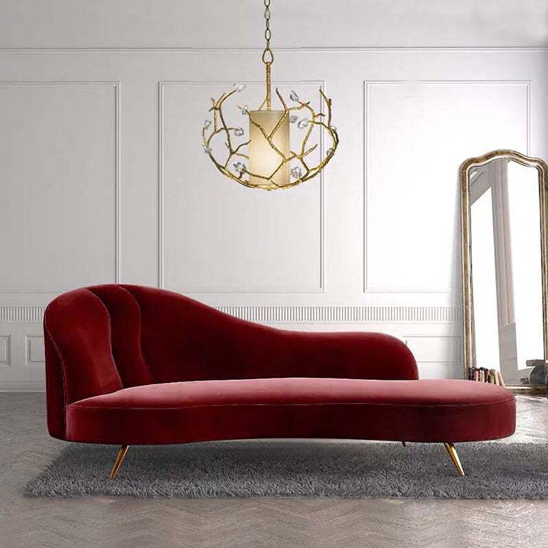 Glam Chaise Lounge Couch Rolled Arm Chaise Lounge for Bedroom
