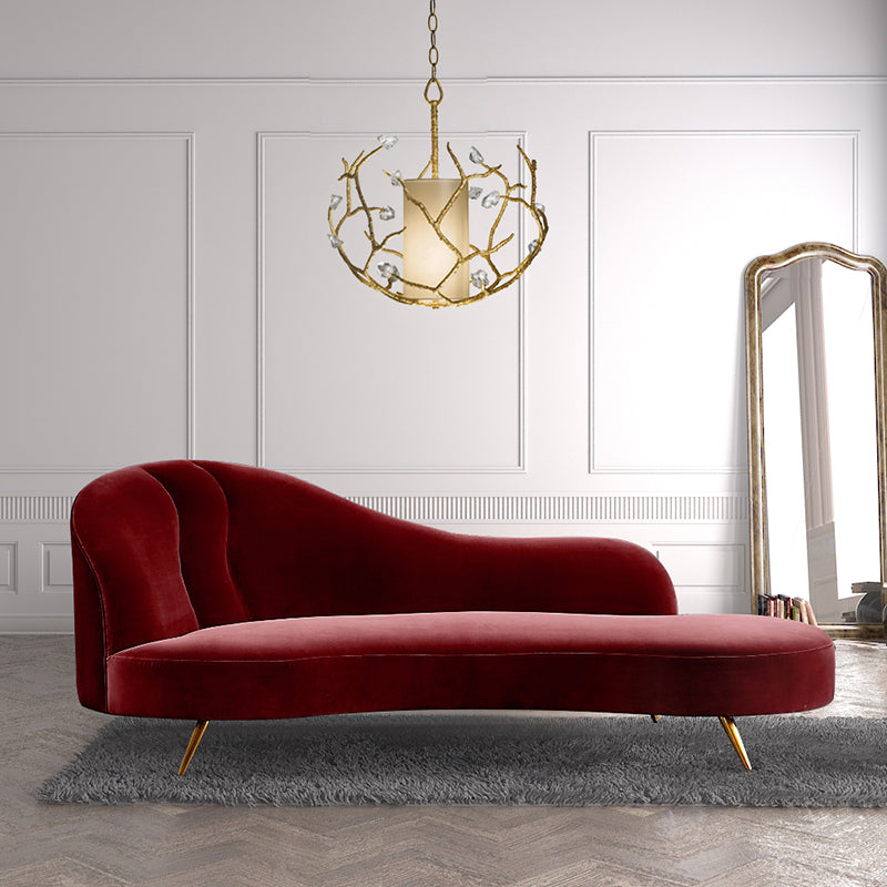 Glam Chaise Lounge Couch Rolled Arm Chaise Lounge for Bedroom