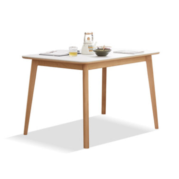 Modern Stone Rectangle Dining Table Wooden Legs for Dining Room