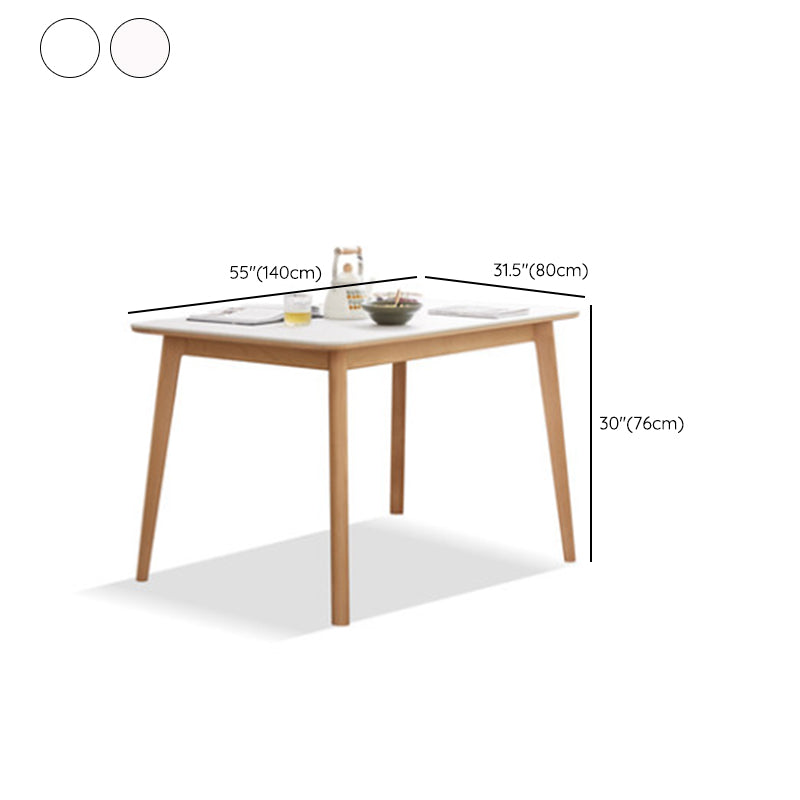 Modern Stone Rectangle Dining Table Wooden Legs for Dining Room