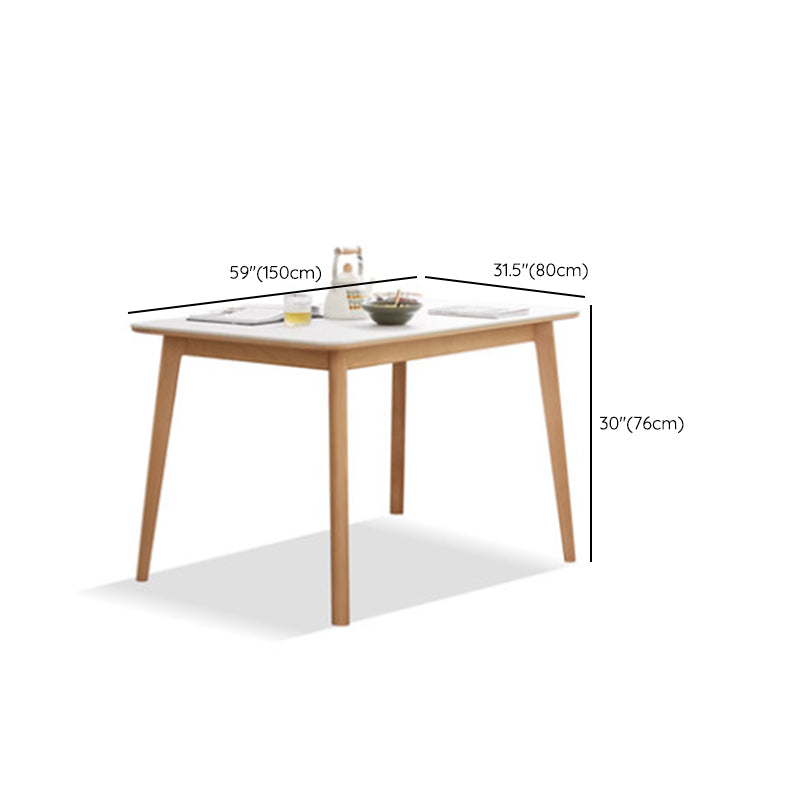 Modern Stone Rectangle Dining Table Wooden Legs for Dining Room