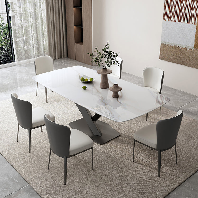 White and Black Dinner Table Rectangle Dinner Room Kitchen Table