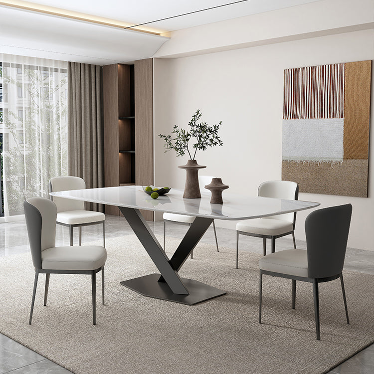 White and Black Dinner Table Rectangle Dinner Room Kitchen Table