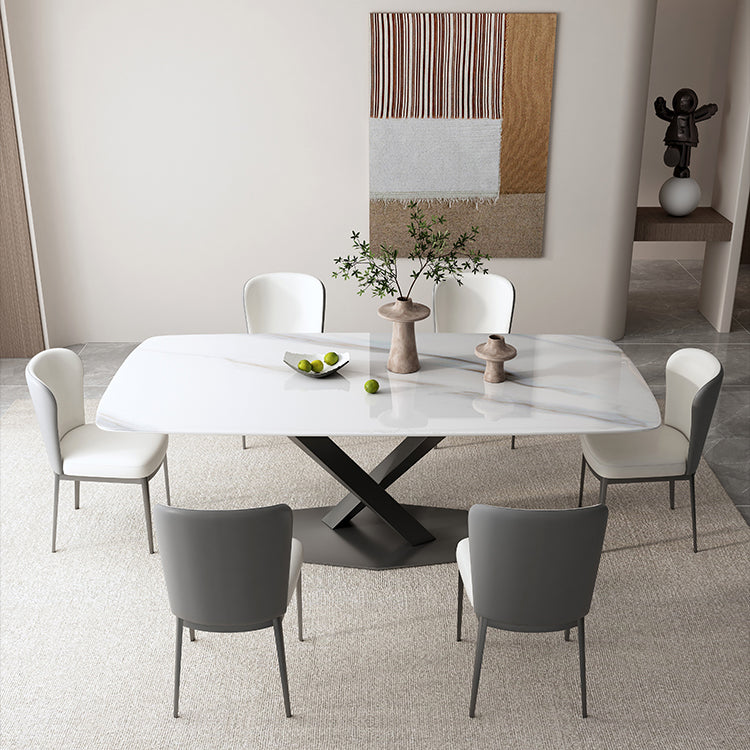 White and Black Dinner Table Rectangle Dinner Room Kitchen Table