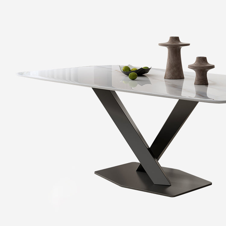 White and Black Dinner Table Rectangle Dinner Room Kitchen Table