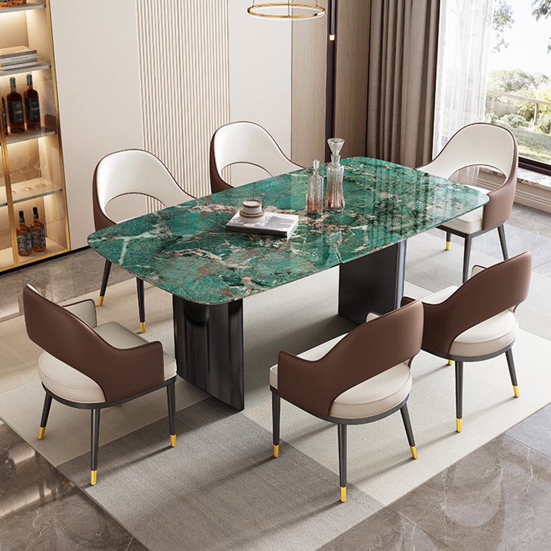 Double Pedestal Dining Table Rectangle Dining Table for Kitchen
