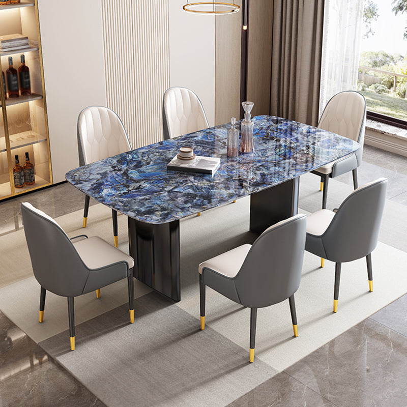 Double Pedestal Dining Table Rectangle Dining Table for Kitchen