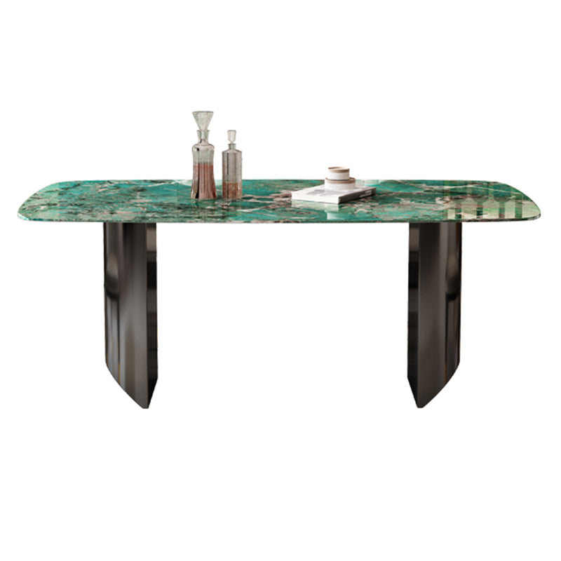 Double Pedestal Dining Table Rectangle Dining Table for Kitchen