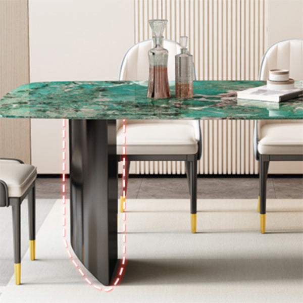 Double Pedestal Dining Table Rectangle Dining Table for Kitchen