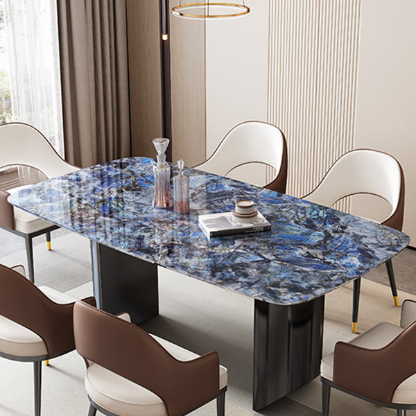 Double Pedestal Dining Table Rectangle Dining Table for Kitchen
