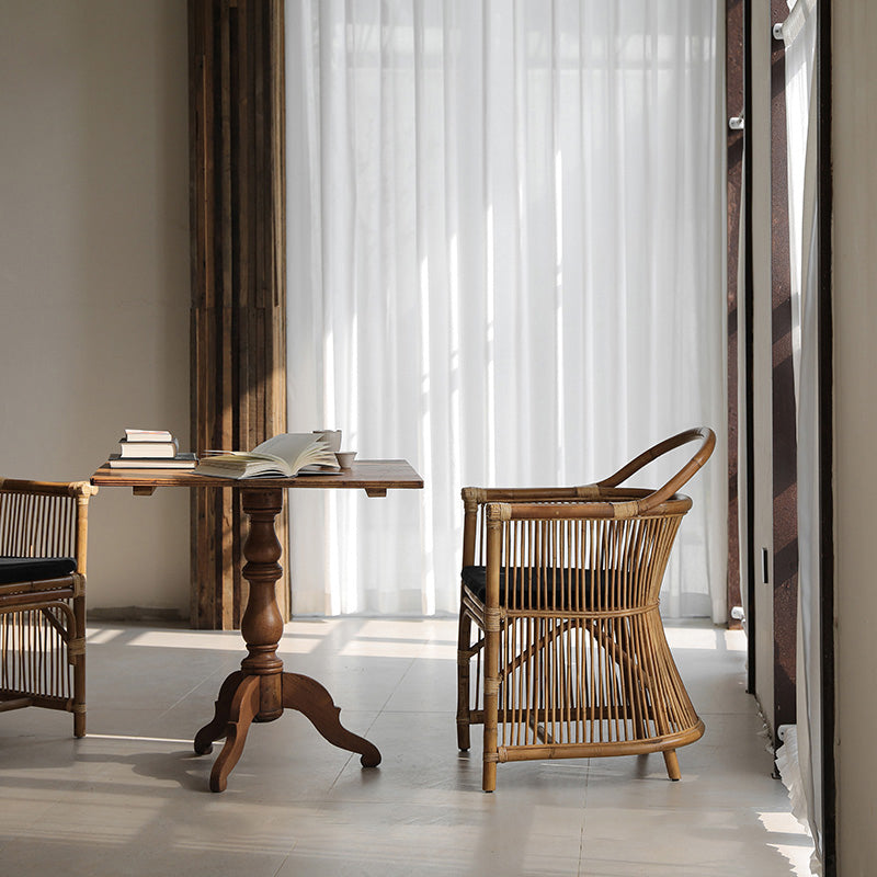 Modern Style Arm Chair Slat Back Dining Accent Chair for Kitchen