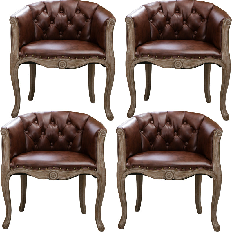 Modern Style Arm Chair Wood Solid Back Dining Accent Chair for Kitchen
