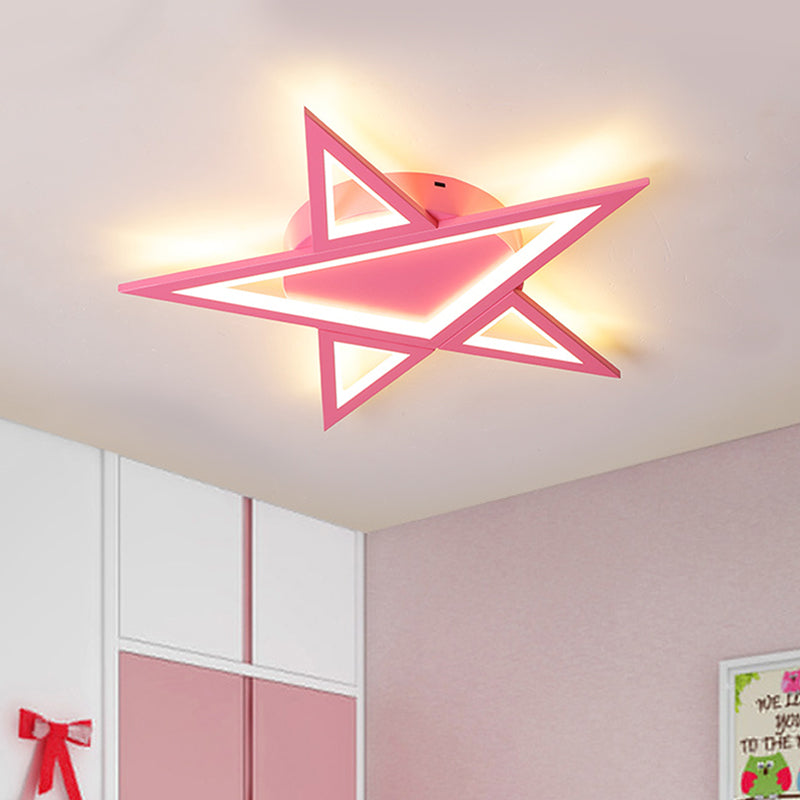 Acrylic Star Flush Mount Lighting Modernist Blue/Pink LED Ceiling Flush Mount for Bedroom