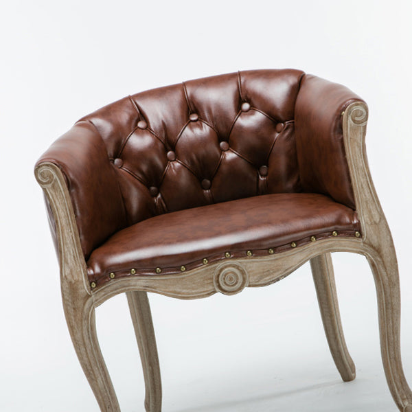 Modern Style Arm Chair Wood Solid Back Dining Accent Chair for Kitchen