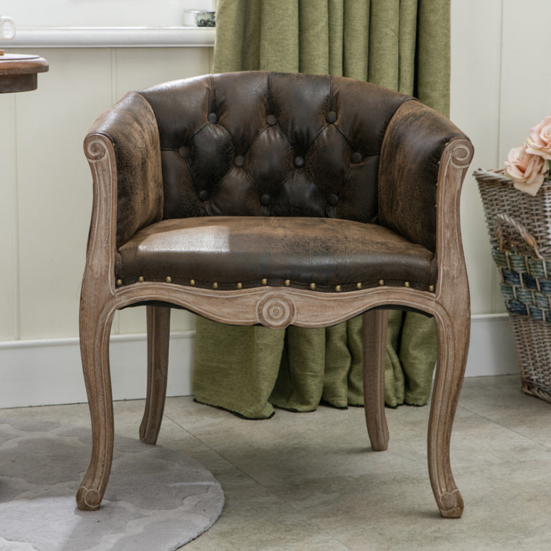 Modern Style Arm Chair Wood Solid Back Dining Accent Chair for Kitchen