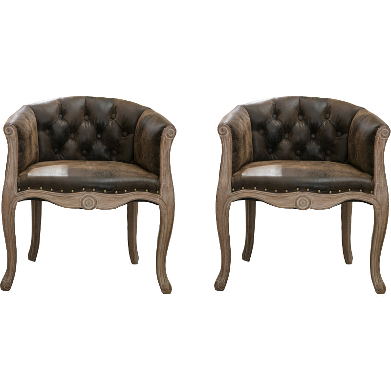 Modern Style Arm Chair Wood Solid Back Dining Accent Chair for Kitchen