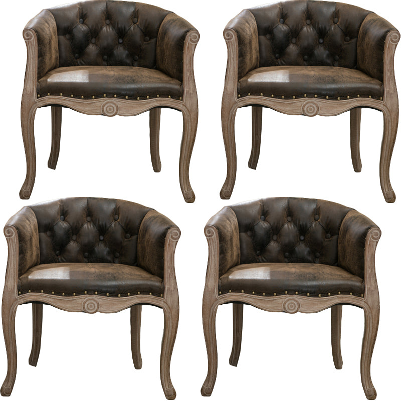 Modern Style Arm Chair Wood Solid Back Dining Accent Chair for Kitchen