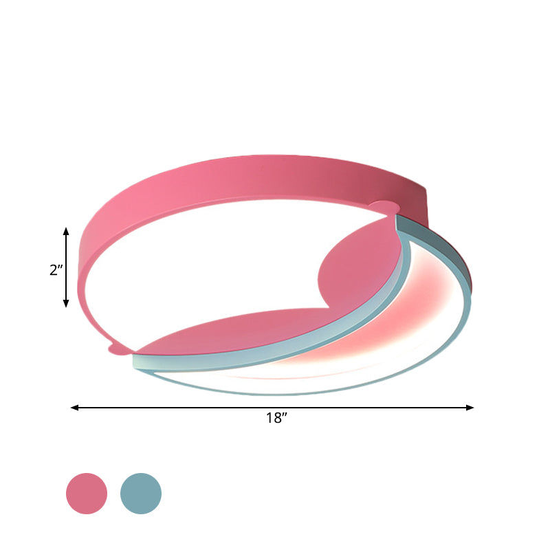 Modernist LED Flush Ceiling Light Blue/Pink Crescent Flush Mount Pendant Fixture with Acrylic Shade for Bedroom