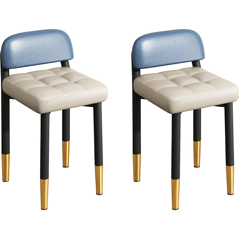 Modern Armless Backrest Cushion Chair with Metal Legs for Dining Room