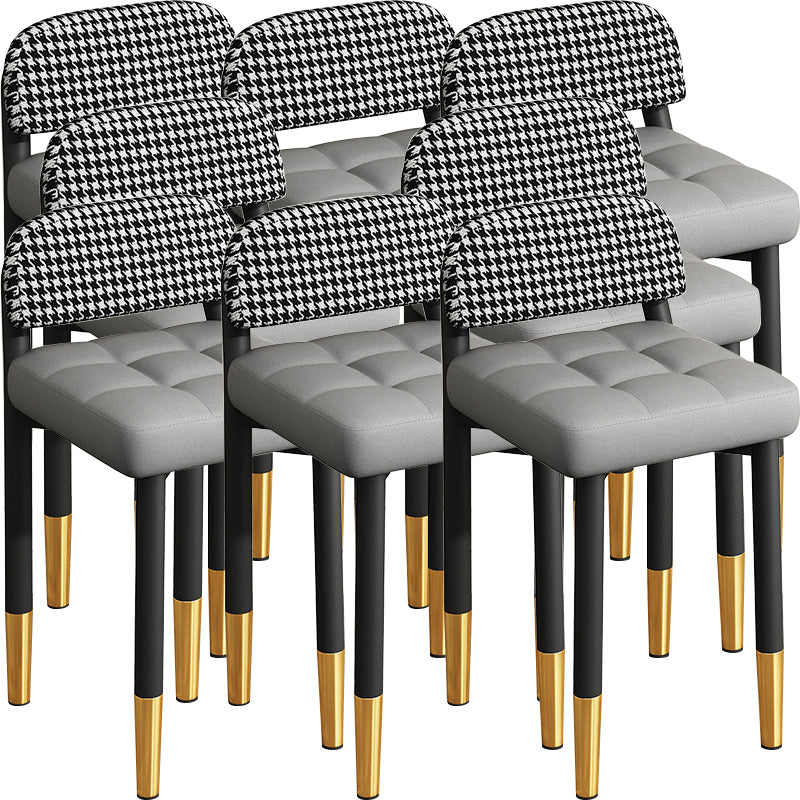 Modern Armless Backrest Cushion Chair with Metal Legs for Dining Room