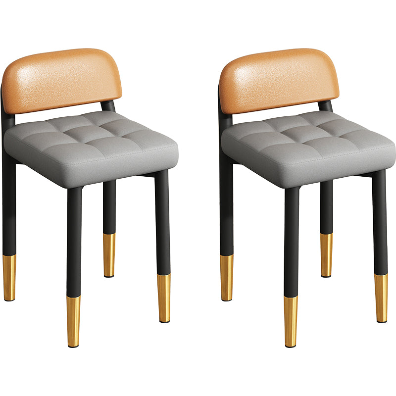 Modern Armless Backrest Cushion Chair with Metal Legs for Dining Room