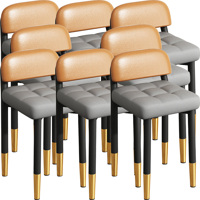 Modern Armless Backrest Cushion Chair with Metal Legs for Dining Room