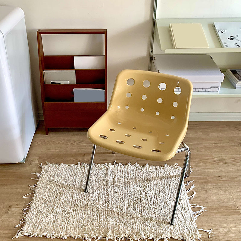 Modern Armless Backrest Acrylic Chair with Metal Legs for Dining Room