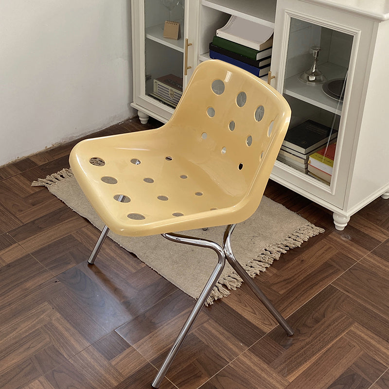 Modern Armless Backrest Acrylic Chair with Metal Legs for Dining Room