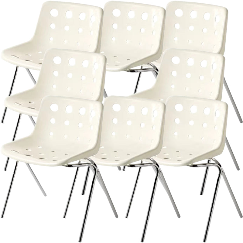 Modern Armless Backrest Acrylic Chair with Metal Legs for Dining Room