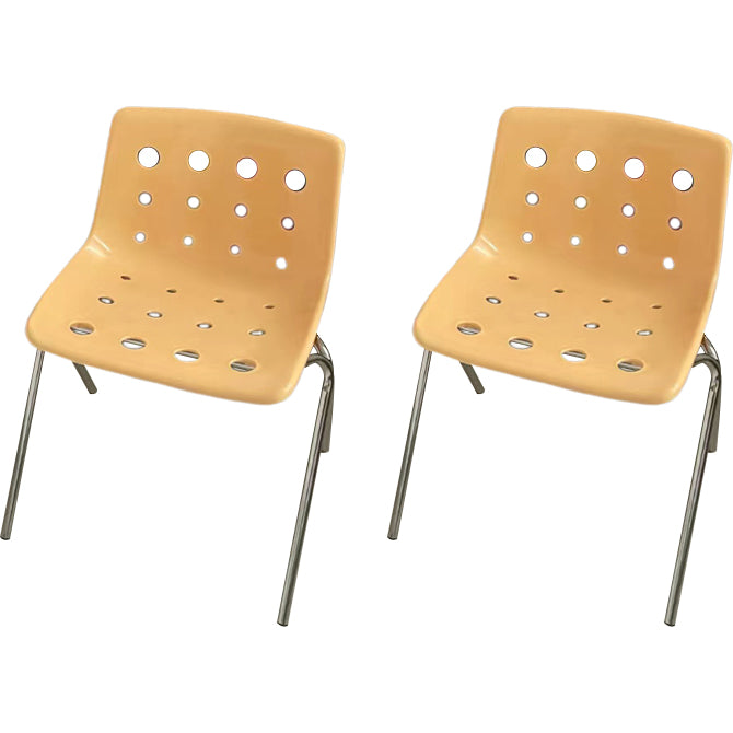 Modern Armless Backrest Acrylic Chair with Metal Legs for Dining Room