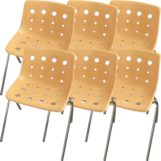 Modern Armless Backrest Acrylic Chair with Metal Legs for Dining Room