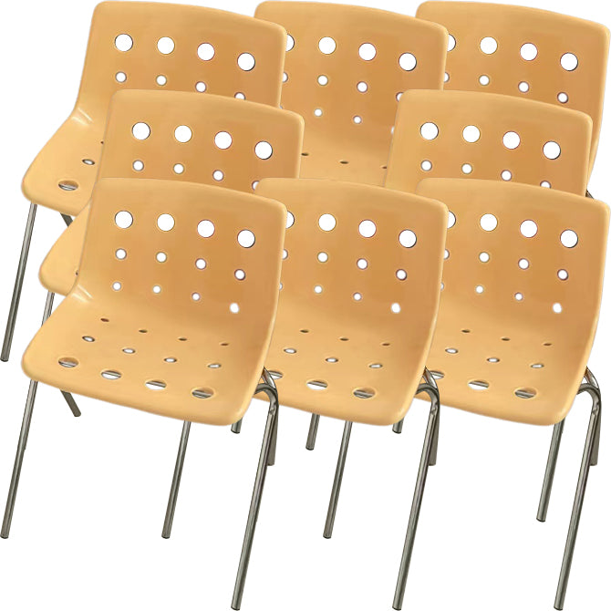 Modern Armless Backrest Acrylic Chair with Metal Legs for Dining Room
